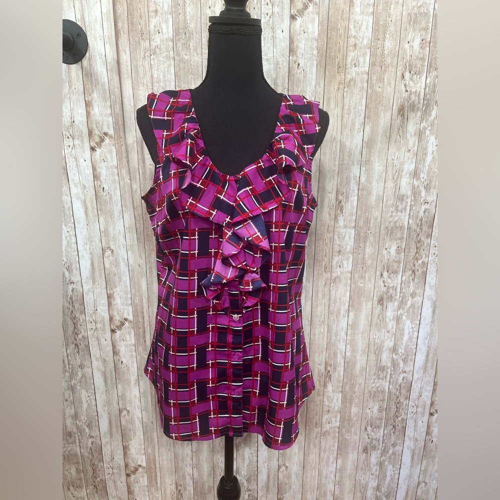 Banana‎ Republic Pink Ruffled Sleeveless Blouse